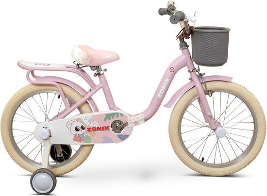 Zonix Meisjesfiets 18 Inch Roze Kinderfiets Met Zijwieltjes Voor Meisjes Van 5 Tm 7 Jaar Geschikt Voor Kledingmaat 110-123 van Zonix