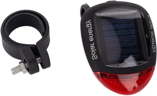 Zonne Fiets Achterlicht - LED Knipperlamp - Veilig Fietsen - Energiebesparend - 22-30mm - Zwart