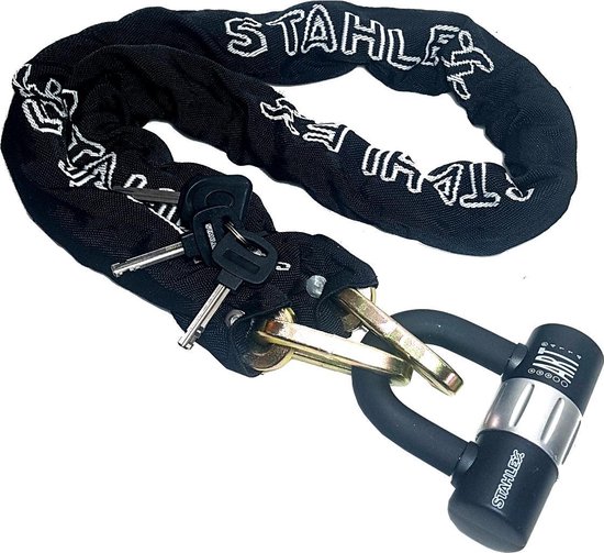 Zwaar fietsslot CAT. A brommer scooter motor hangslot stalen ketting kettingslot 10x1200mm ART*** 3 van Pro-tect.