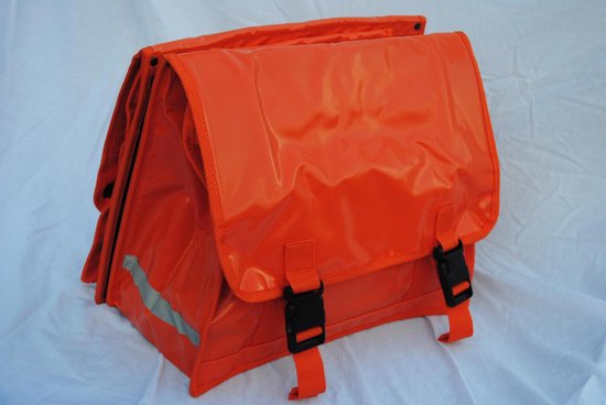 Zware bisonyl dubbele fietstas oranje van Beck.