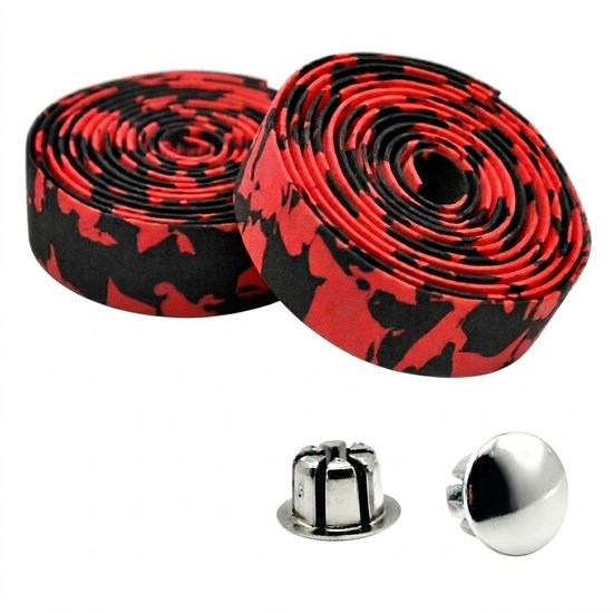 Zwart rode stuurlinten wielrennen unisex antislip stuur tape camouflage patroon voor racefiets inclusief bar ends fiets stuur lint