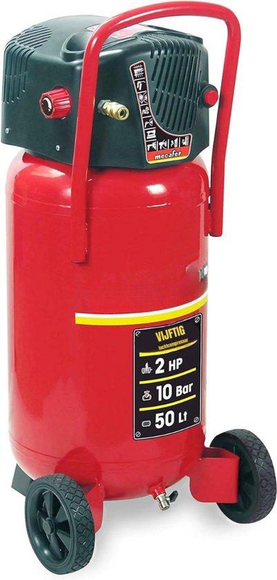 Zylo® Compressor 50 Liter - Stille Compressor - Compressor - ‎47 x 62 x 54 cm - Rood