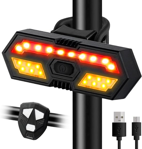 Zyrex® Richtingaanwijzer Fiets - Knipperlicht - Knipperlicht Draadloos - Zwart - 13cm x 4cm x 4cm